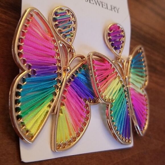 Butterfly earrings cotton thread - Picture 8 of 10